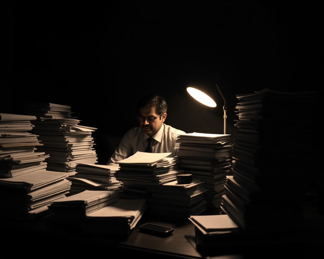 Chartered accountant buried in compliance paperwork